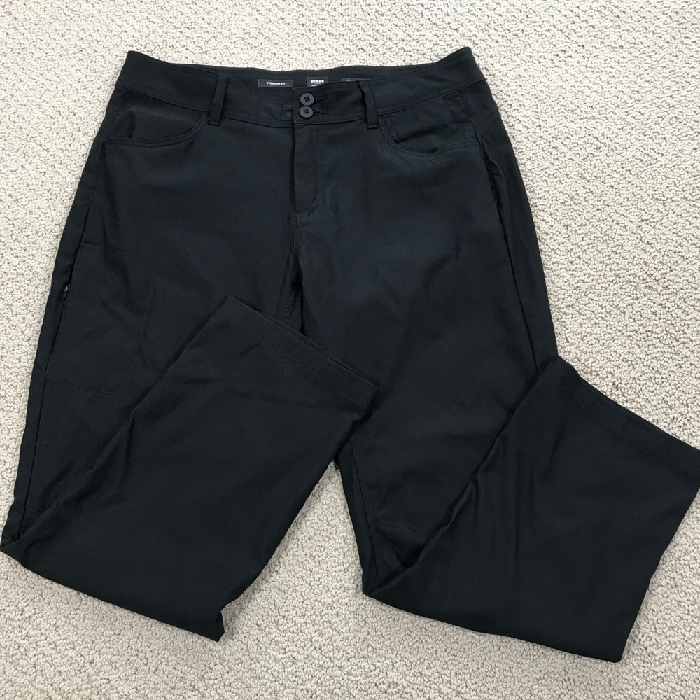 Prana Halle Straight Fit Hiking Pants Black 14 Short Recycled Nylon Stretch